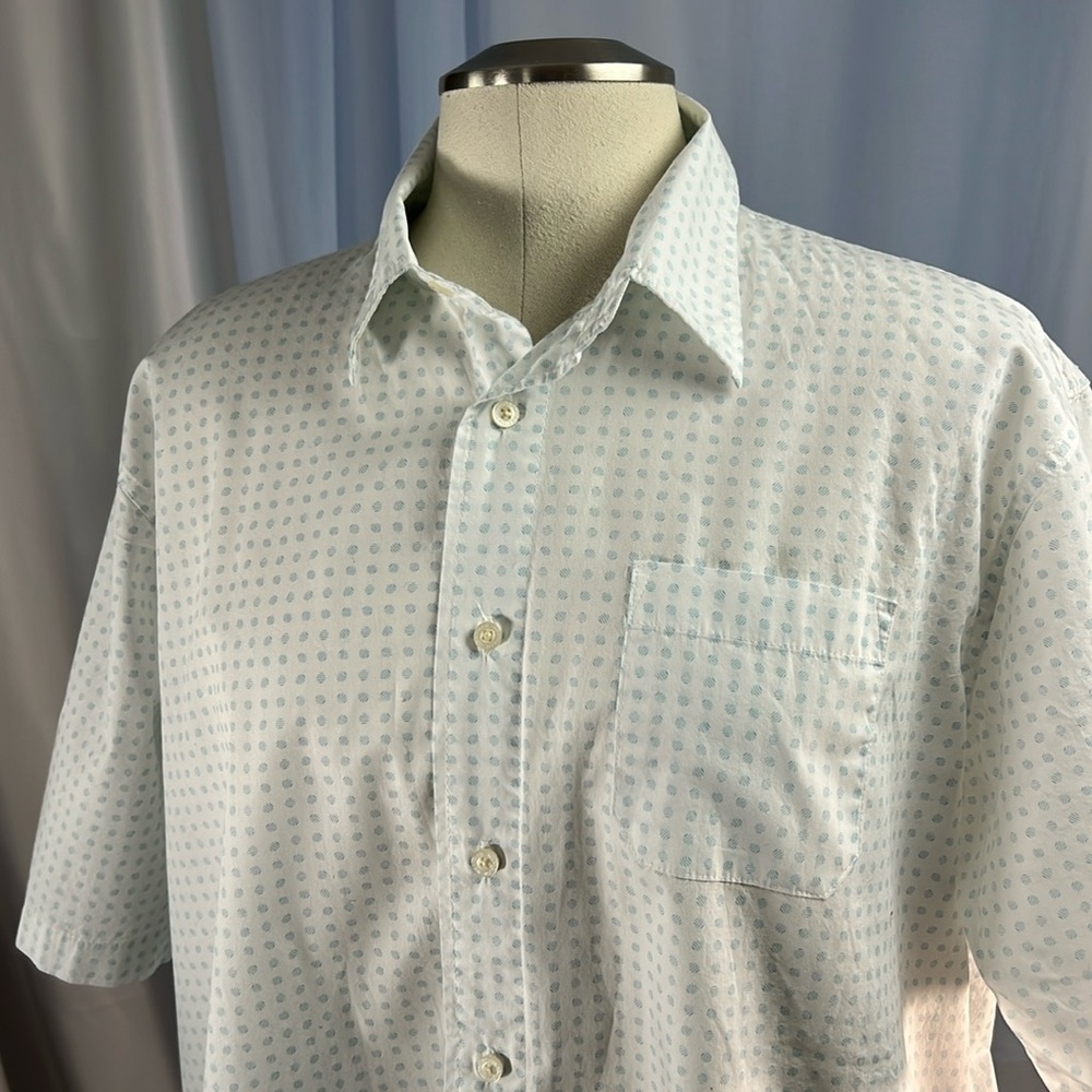 Wrangler white blue collared cotton button up short sleeves casual mens shirt XL